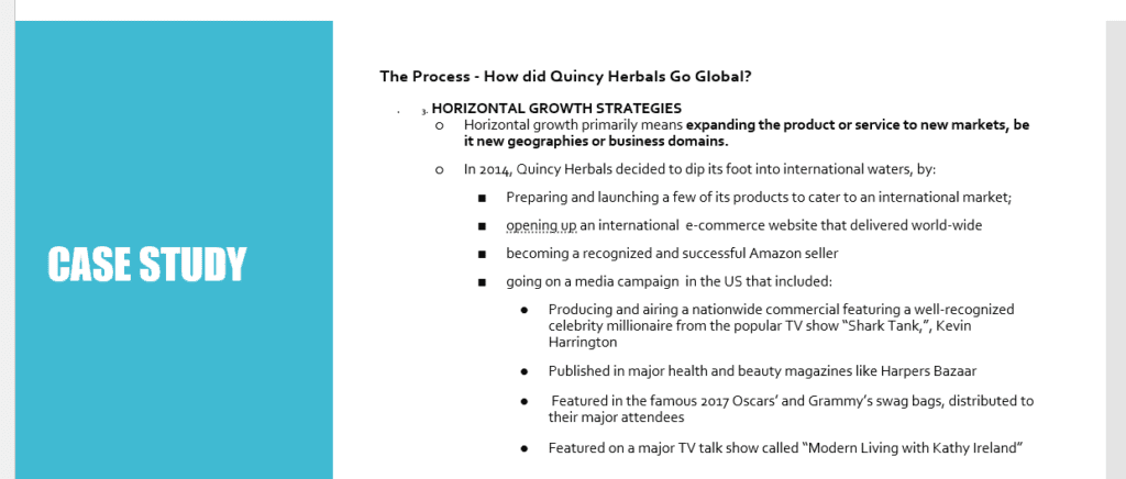Quincy Horizontal growth strategies